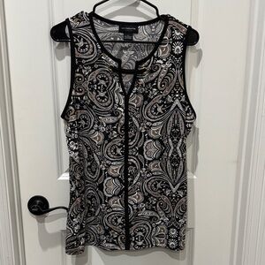 Liz Claiborne Black and White Paisley Tank Top